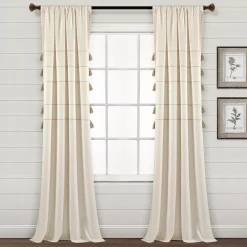 Lush Décor Lush Decor Set Of 2 Farmhouse Boho Stripe Window Curtain Panels