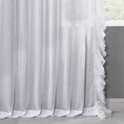 Eff Faux Linen Ruffle Sheer Window Curtain -Greenland Home Fashions Shop 5746054 ALT3