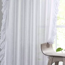 Eff Faux Linen Ruffle Sheer Window Curtain -Greenland Home Fashions Shop 5746054 ALT4