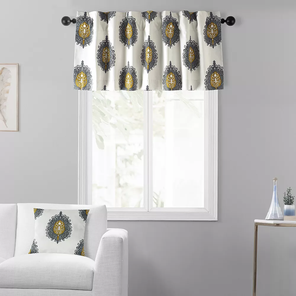 EFF Mayan Printed Cotton Window Valance, 50" X 19" 3 EFF Mayan Printed Cotton Window Valance, 50" X 19"