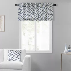 EFF Ellis Printed Cotton Window Valance, 50" X 19", Ellis Blue