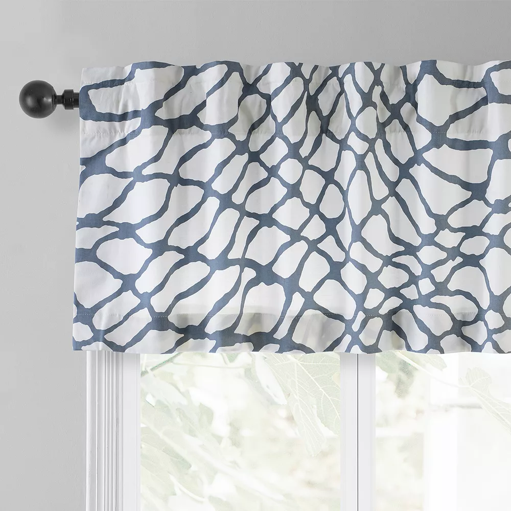EFF Ellis Printed Cotton Window Valance, 50" X 19", Ellis Blue 4 EFF Ellis Printed Cotton Window Valance, 50" X 19", Ellis Blue - Image 2