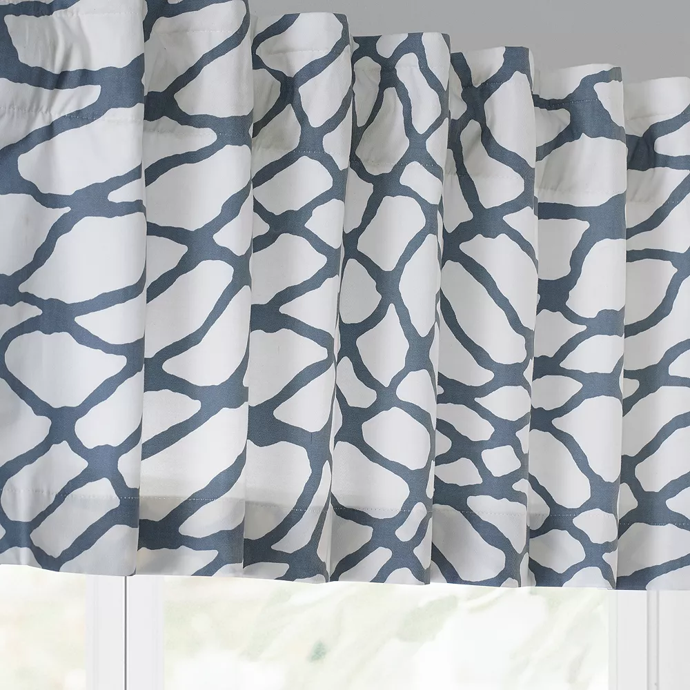 EFF Ellis Printed Cotton Window Valance, 50" X 19", Ellis Blue 5 EFF Ellis Printed Cotton Window Valance, 50" X 19", Ellis Blue - Image 3