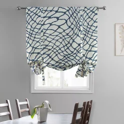 EFF Ellis Printed Cotton Tie-Up Window Shade, 46" X 63", Ellis Blue
