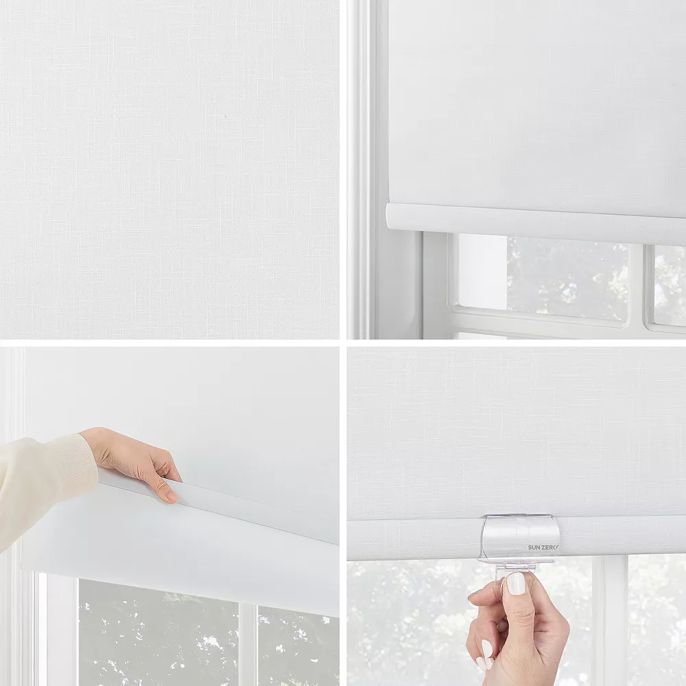 Sun Zero Everly Slub Texture 100% Blackout Cordless Roller Shade 72" Length 4 Sun Zero Everly Slub Texture 100% Blackout Cordless Roller Shade 72" Length - Image 2