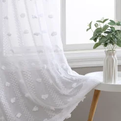 Laura Ashley Curtains Sheer Set Of 2 Drizzle Window Curtain Panels -Greenland Home Fashions Shop 5853578 ALT2