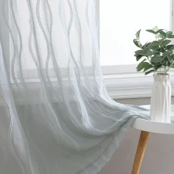 Laura Ashley Curtains Sheer Set Of 2 Wavy Window Curtain Panels -Greenland Home Fashions Shop 5853649 ALT2