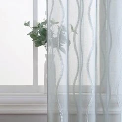 Laura Ashley Curtains Sheer Set Of 2 Wavy Window Curtain Panels -Greenland Home Fashions Shop 5853649 ALT5