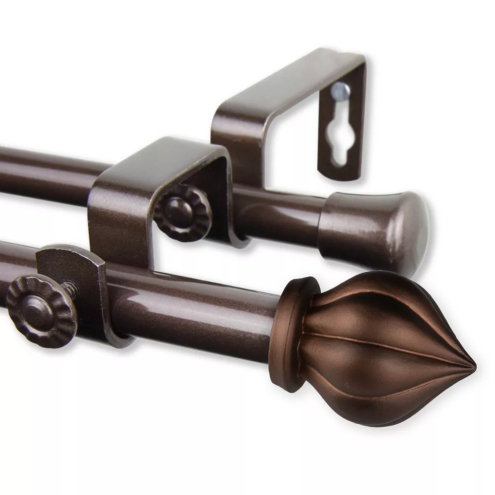 Rod Desyne Primrose 5/8" Double Curtain Rod 84"-120" 3 Rod Desyne Primrose 5/8" Double Curtain Rod 84"-120"