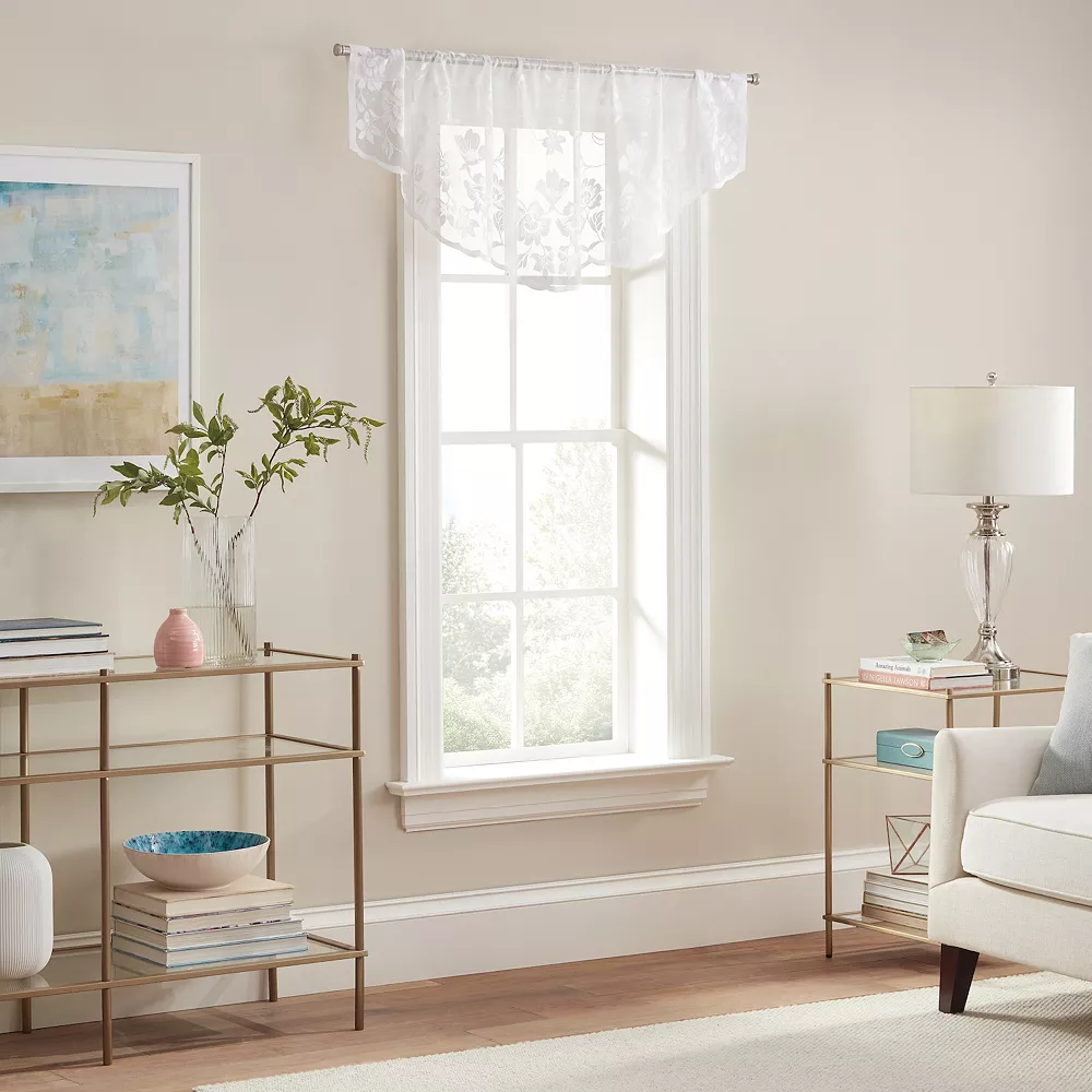 Waverly Sherry Floral Lace Sheer Rod Pocket Window Valance 4 Waverly Sherry Floral Lace Sheer Rod Pocket Window Valance - Image 2