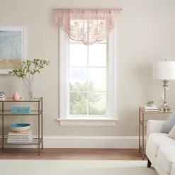 Waverly Sherry Floral Lace Sheer Rod Pocket Window Valance