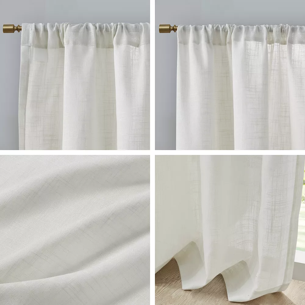 Madison Park Suvi Set Of 2 Linen Blend Textured Light Filtering Window Curtain Panels 4 Madison Park Suvi Set Of 2 Linen Blend Textured Light Filtering Window Curtain Panels - Image 2