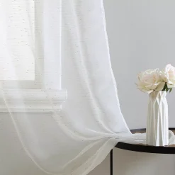 Beatrice Home Fashions Verona Set Of 2 Metallic Sheer Window Curtain Panels -Greenland Home Fashions Shop 5895254 ALT2