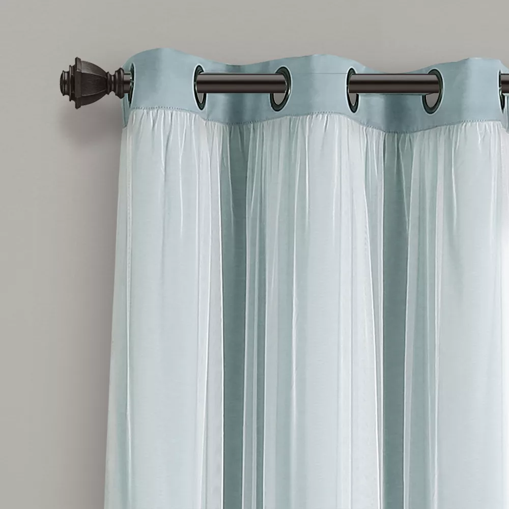 Lush Décor Lush Decor Grommet Sheer & Insulated Blackout Lined Set Of 2 Window Curtain Panels 4 Lush Décor Lush Decor Grommet Sheer & Insulated Blackout Lined Set Of 2 Window Curtain Panels - Image 2