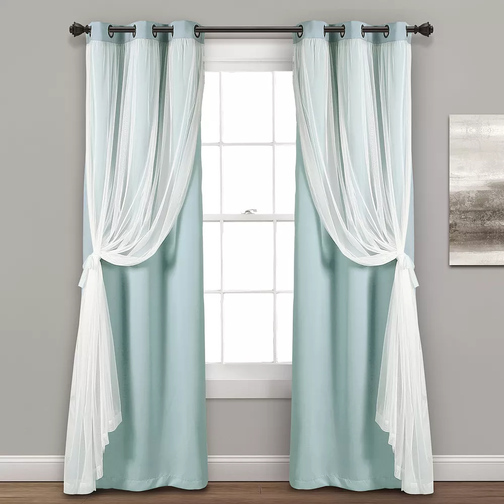Lush Décor Lush Decor Grommet Sheer & Insulated Blackout Lined Set Of 2 Window Curtain Panels 6 Lush Décor Lush Decor Grommet Sheer & Insulated Blackout Lined Set Of 2 Window Curtain Panels - Image 4