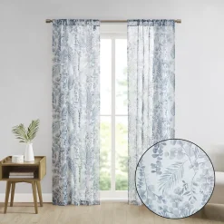 Madison Park Tulia Botanical Printed Texture Sheer Set Of 2 Window Curtain Panels 11 Madison Park Tulia Botanical Printed Texture Sheer Set Of 2 Window Curtain Panels -Greenland Home Fashions Shop 5940449 ALT3