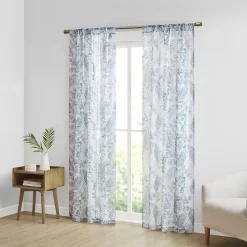 Madison Park Tulia Botanical Printed Texture Sheer Set Of 2 Window Curtain Panels 13 Madison Park Tulia Botanical Printed Texture Sheer Set Of 2 Window Curtain Panels -Greenland Home Fashions Shop 5940449 ALT5