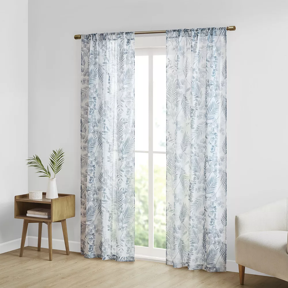 Madison Park Tulia Botanical Printed Texture Sheer Set Of 2 Window Curtain Panels 8 Madison Park Tulia Botanical Printed Texture Sheer Set Of 2 Window Curtain Panels - Image 6