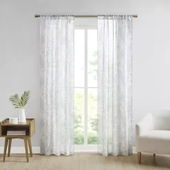 Madison Park Tulia Botanical Printed Texture Sheer Set Of 2 Window Curtain Panels