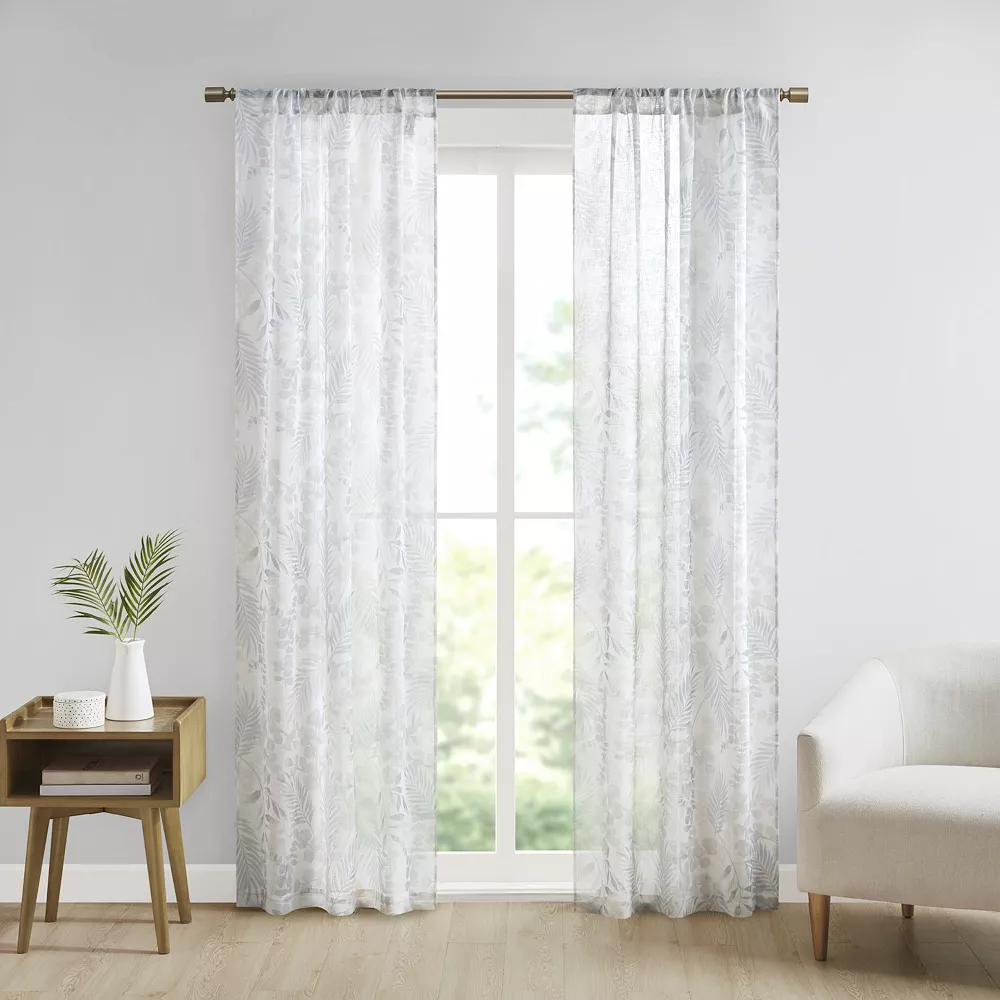 Madison Park Tulia Botanical Printed Texture Sheer Set Of 2 Window Curtain Panels 3 Madison Park Tulia Botanical Printed Texture Sheer Set Of 2 Window Curtain Panels
