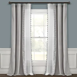 Lush Décor Lush Decor Luxury Vintage Velvet & Sheer With Border Pom-Pom Trim Window Curtain Panel 9 Lush Décor Lush Decor Luxury Vintage Velvet & Sheer With Border Pom-Pom Trim Window Curtain Panel -Greenland Home Fashions Shop 5947400 ALT