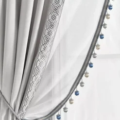 Lush Décor Lush Decor Luxury Vintage Velvet & Sheer With Border Pom-Pom Trim Window Curtain Panel 10 Lush Décor Lush Decor Luxury Vintage Velvet & Sheer With Border Pom-Pom Trim Window Curtain Panel -Greenland Home Fashions Shop 5947400 ALT2