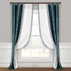 Lush Décor Lush Decor Luxury Vintage Velvet & Sheer With Border Pom-Pom Trim Window Curtain Panel 1 Lush Décor Lush Decor Luxury Vintage Velvet & Sheer With Border Pom-Pom Trim Window Curtain Panel -Greenland Home Fashions Shop 5947400 Blue