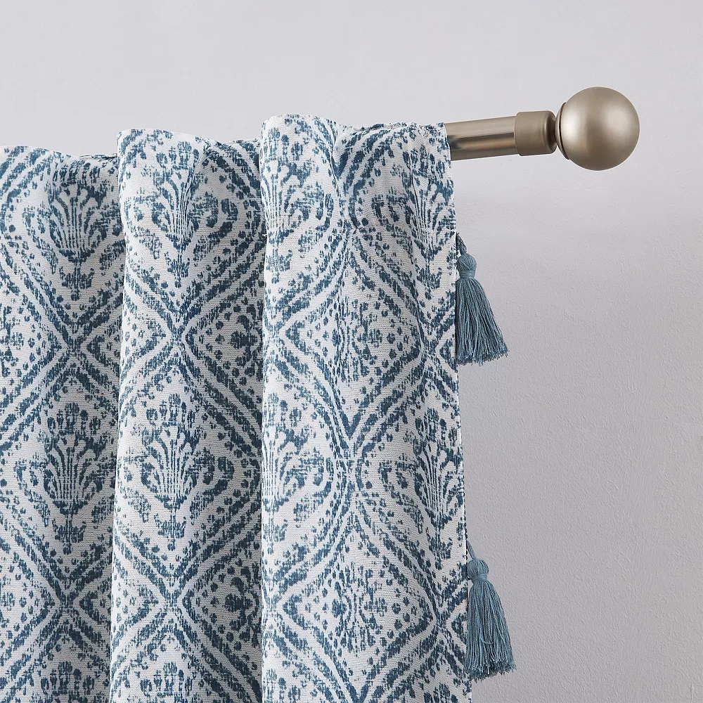 Indigo Ink Adalet Ogee Tassel Rod Pocket Blackout Window Curtain Panel 4 Indigo Ink Adalet Ogee Tassel Rod Pocket Blackout Window Curtain Panel - Image 2