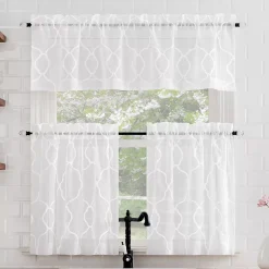 No. 918 Allerton Embroidered Light Filtering Rod Pocket Kitchen Curtain Valance & Tiers Set
