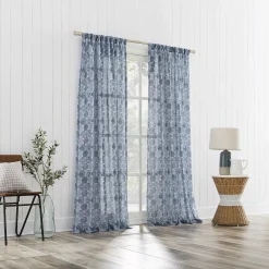 No. 918 Tokai Geometric Print Sheer Rod Pocket Window Curtain Panel -Greenland Home Fashions Shop 5980344 ALT5