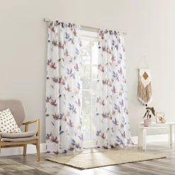 No. 918 Ellie Floral Print Sheer Rod Pocket Window Curtain Panel -Greenland Home Fashions Shop 5980377 ALT5