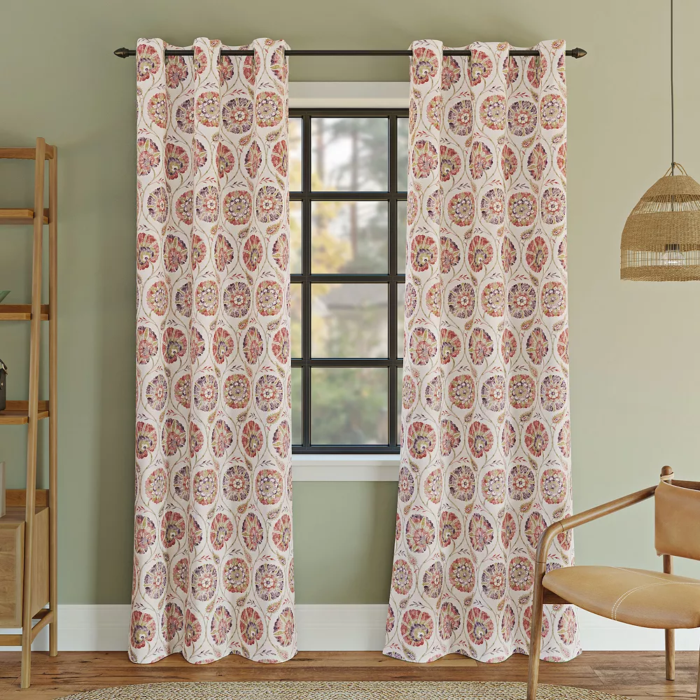 Sun Zero Indra Floral Medallion Blackout Grommet Window Curtain Panel 3 Sun Zero Indra Floral Medallion Blackout Grommet Window Curtain Panel