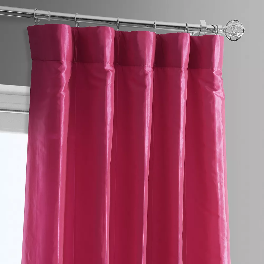 EFF Banded Faux Silk Taffeta & Plush Velvet Curtain 4 EFF Banded Faux Silk Taffeta & Plush Velvet Curtain - Image 2