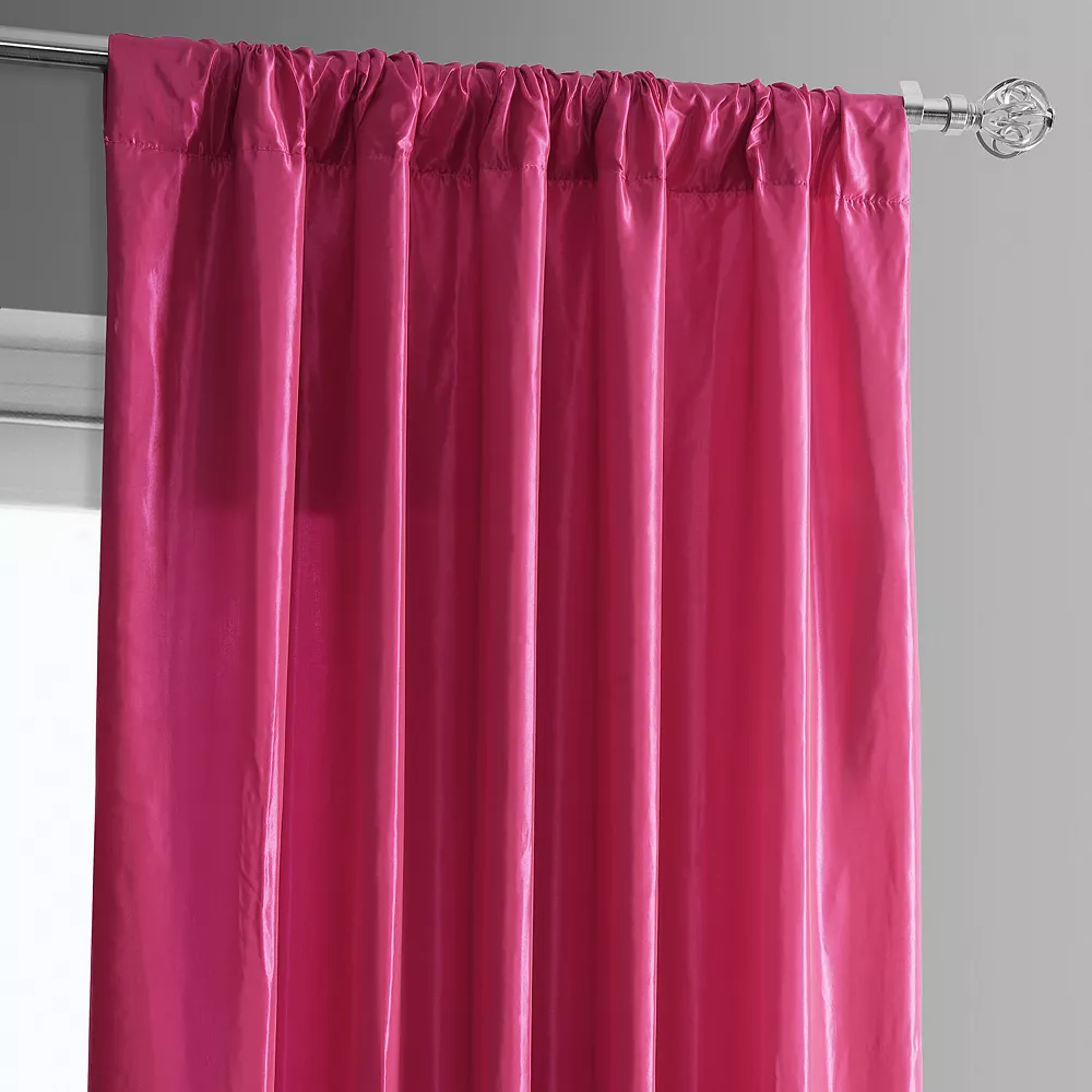 EFF Banded Faux Silk Taffeta & Plush Velvet Curtain 5 EFF Banded Faux Silk Taffeta & Plush Velvet Curtain - Image 3