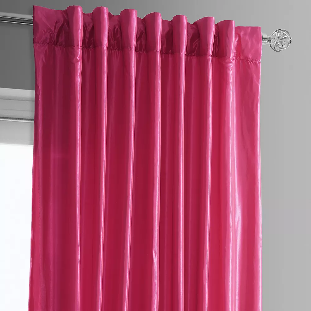EFF Banded Faux Silk Taffeta & Plush Velvet Curtain 6 EFF Banded Faux Silk Taffeta & Plush Velvet Curtain - Image 4