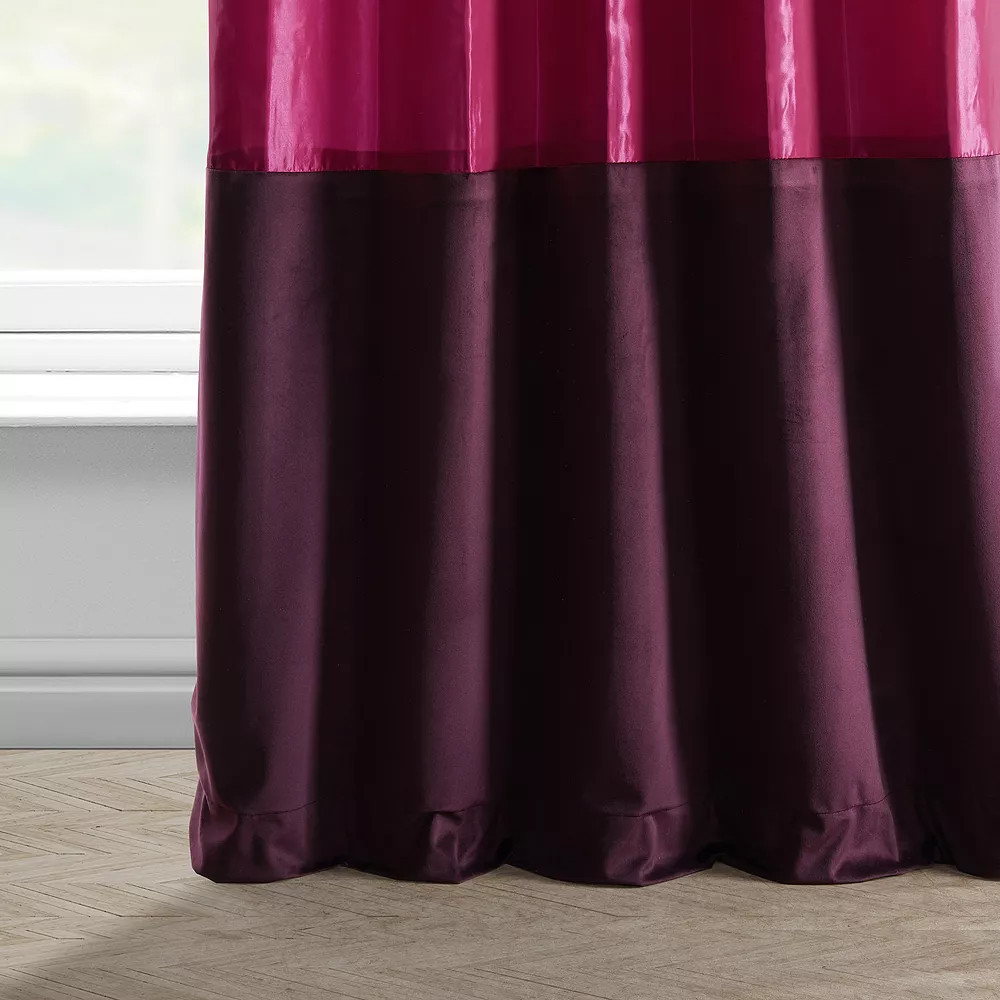 EFF Banded Faux Silk Taffeta & Plush Velvet Curtain 7 EFF Banded Faux Silk Taffeta & Plush Velvet Curtain - Image 5