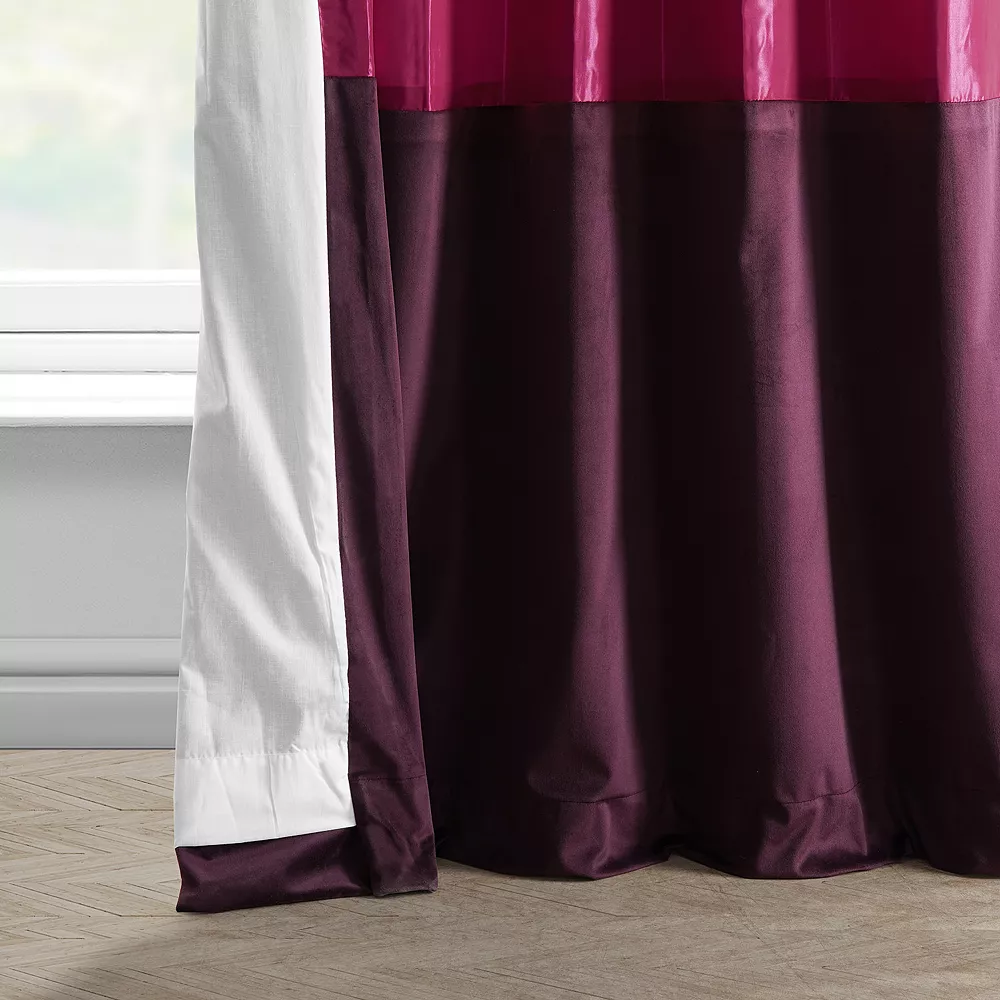 EFF Banded Faux Silk Taffeta & Plush Velvet Curtain 8 EFF Banded Faux Silk Taffeta & Plush Velvet Curtain - Image 6