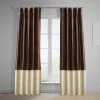 EFF Banded Faux Silk Taffeta & Plush Velvet Curtain -Greenland Home Fashions Shop 5986736 Copper Brown Beige