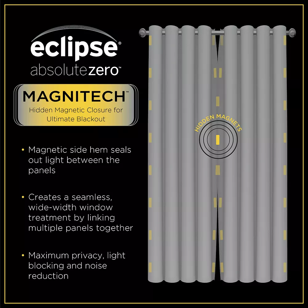 Eclipse Magnitech Branson Stripe 100% Blackout Grommet Magnetic Closure Window Curtain Panel 5 Eclipse Magnitech Branson Stripe 100% Blackout Grommet Magnetic Closure Window Curtain Panel - Image 3