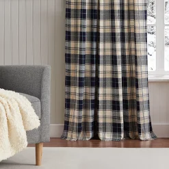 G.H. Bass & Co. Lakeview Plaid Backtab Navy Set Of 2 Window Curtain Panels -Greenland Home Fashions Shop 6046108 ALT2