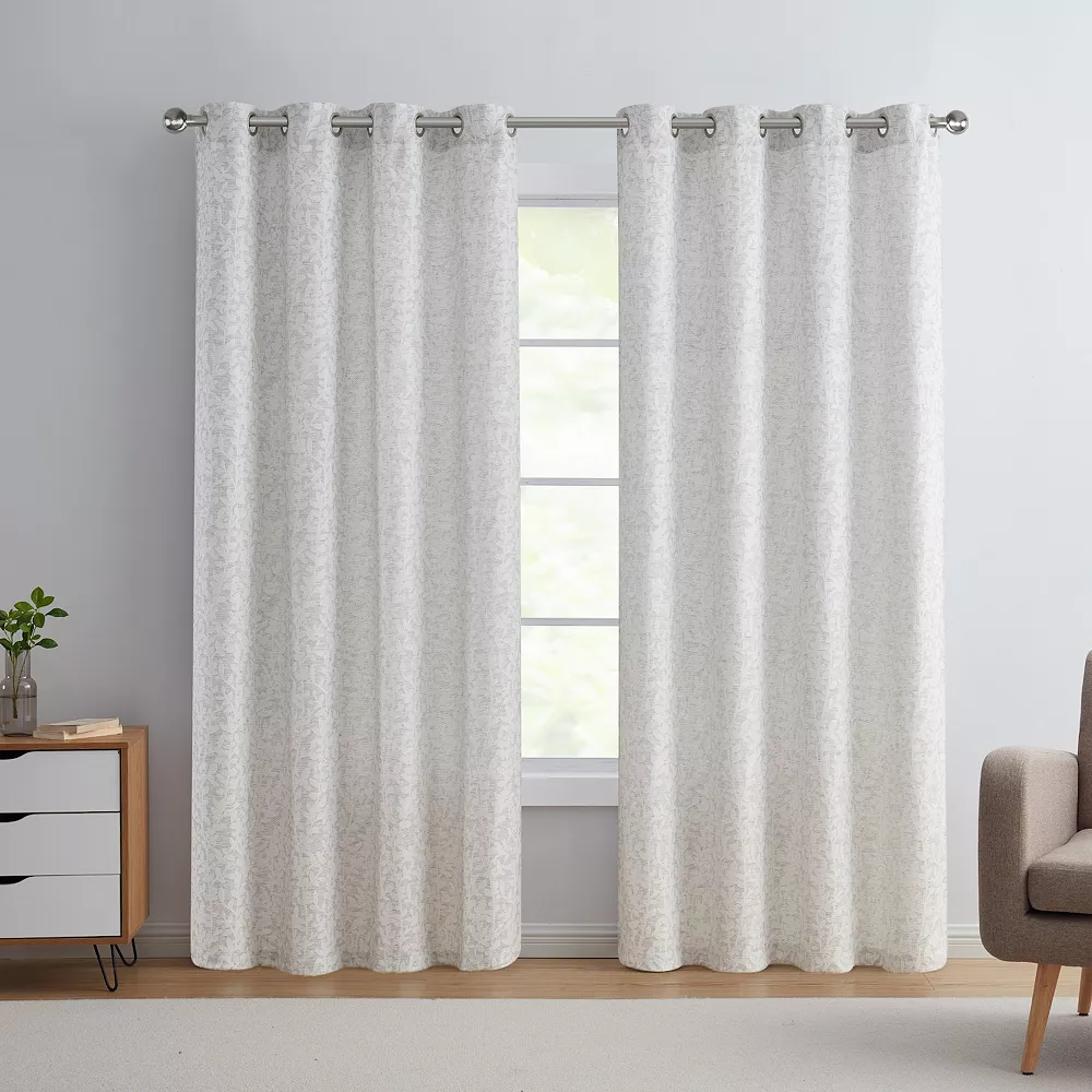 VCNY Home Leah Textured Leaf Grommet Window Curtain Panel 3 VCNY Home Leah Textured Leaf Grommet Window Curtain Panel