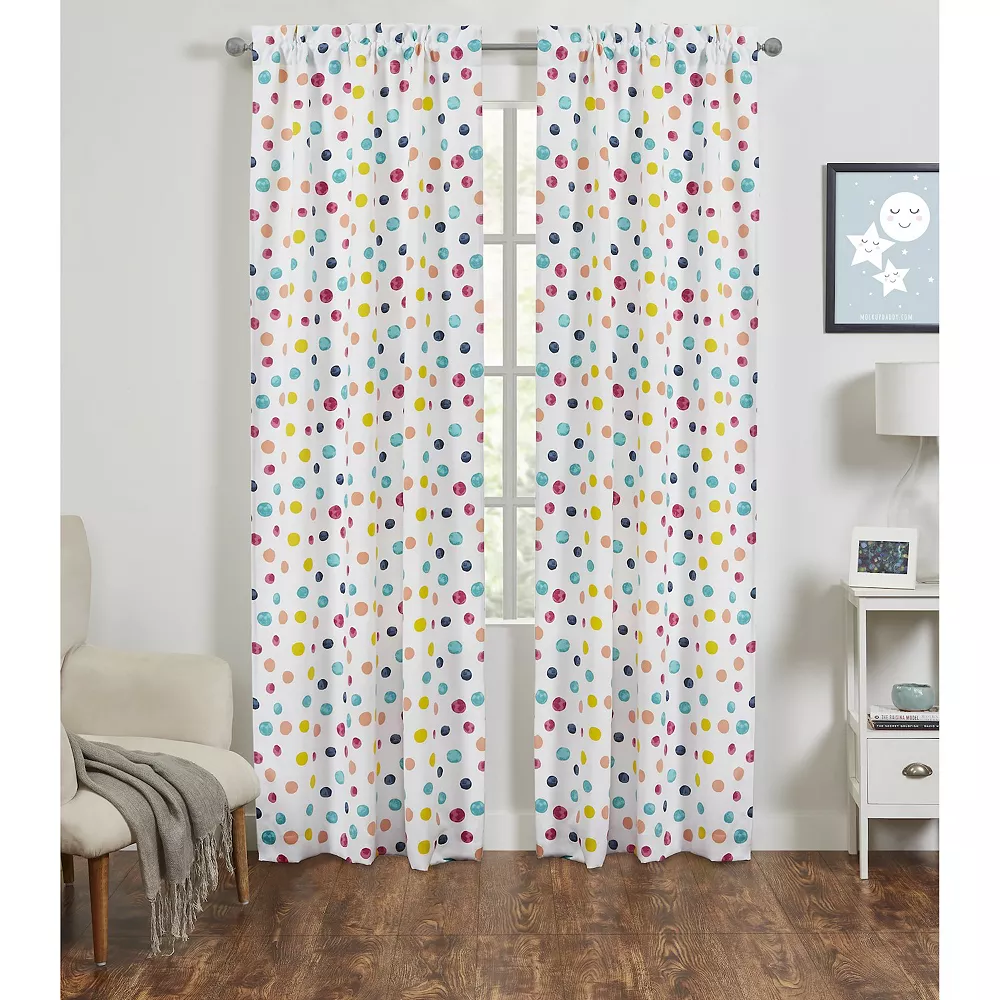 VCNY Home Polka Dots Glow-In-The-Dark Rod Pocket Set Of 2 Window Curtain Panels 3 VCNY Home Polka Dots Glow-In-The-Dark Rod Pocket Set Of 2 Window Curtain Panels