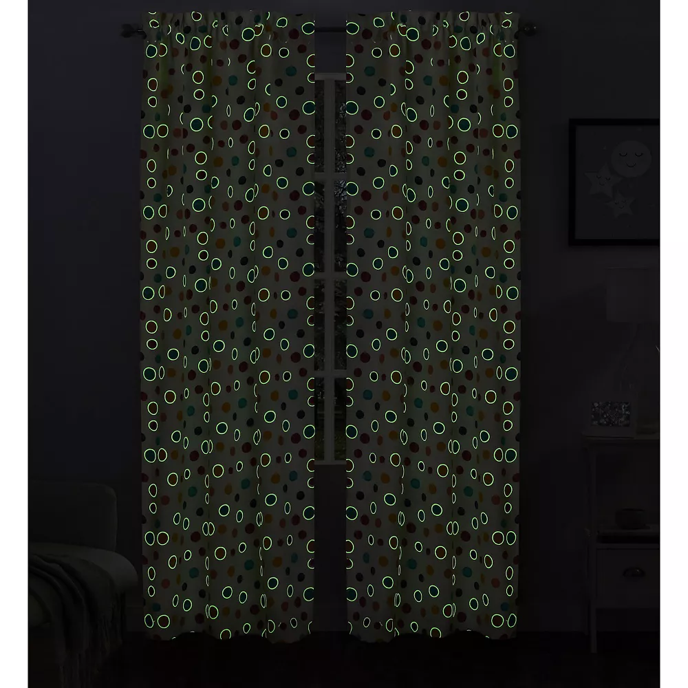 VCNY Home Polka Dots Glow-In-The-Dark Rod Pocket Set Of 2 Window Curtain Panels 4 VCNY Home Polka Dots Glow-In-The-Dark Rod Pocket Set Of 2 Window Curtain Panels - Image 2