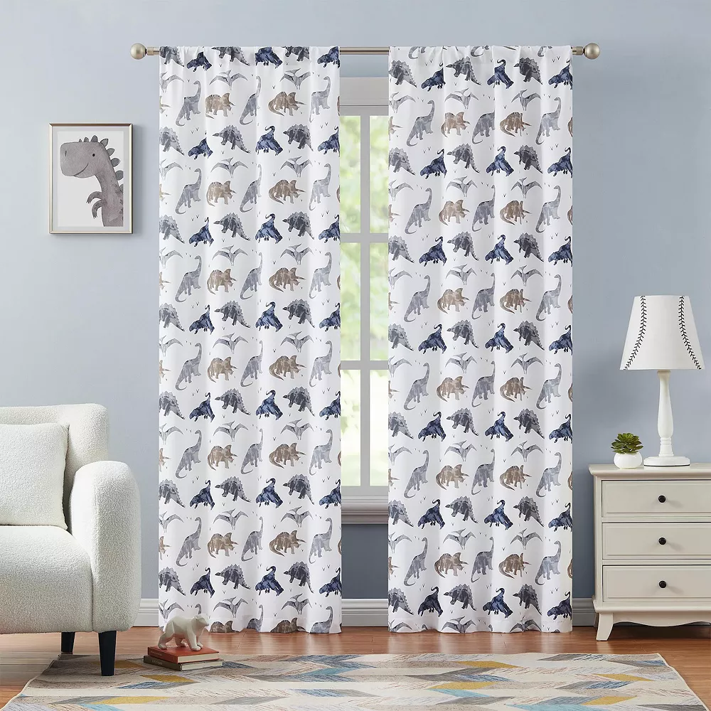 Hopscotch Dino Print Room Darkening Set Of 2 Window Curtain Panels 3 Hopscotch Dino Print Room Darkening Set Of 2 Window Curtain Panels
