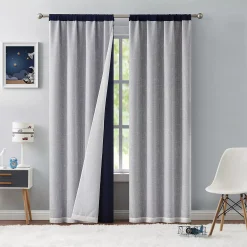 Hopscotch Ellie Blackout Set Of 2 Window Curtain Panels With Sheer Metallic Overlay