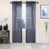 Superior Quatrefoil Embroidered Set Of 2 Sheer Window Curtain Panels 1 Superior Quatrefoil Embroidered Set Of 2 Sheer Window Curtain Panels -Greenland Home Fashions Shop 6146101 Navy Blue