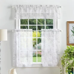 Martha Stewart Bellefield Floral Rod Pocket Tier & Valance Window Curtain Panels