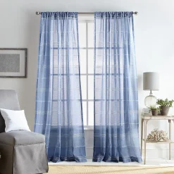 Martha Stewart Delicate Stripe Poletop Top 2 Window Curtain Panels