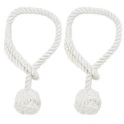 Okuna Outpost White Rope Curtain Tiebacks, Holdbacks For Drapes (20 In, 2 Pack) -Greenland Home Fashions Shop 6149866 ALT3