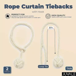 Okuna Outpost Beige Rope Curtain Tiebacks, Holdbacks For Drapes (20 Inches, 2 Pack) -Greenland Home Fashions Shop 6149882 ALT